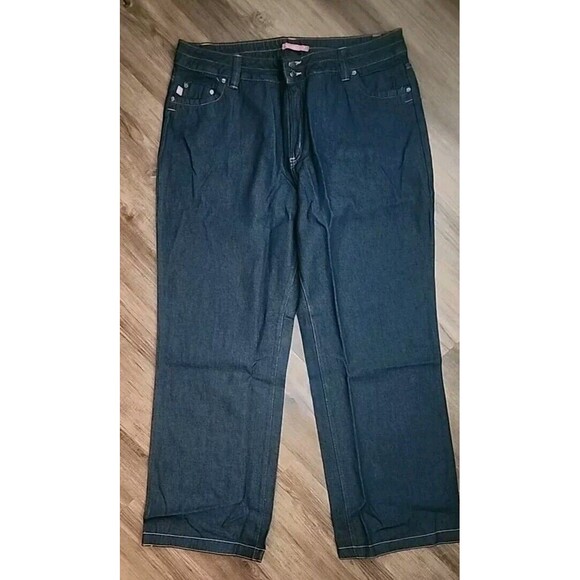 Woman Within Jeans NWOT 20T Natural Fit Wide-Leg Dark Wash Denim - Picture 1 of 7